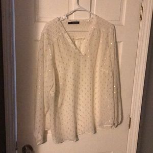 Maurice’s white/gold sheer top